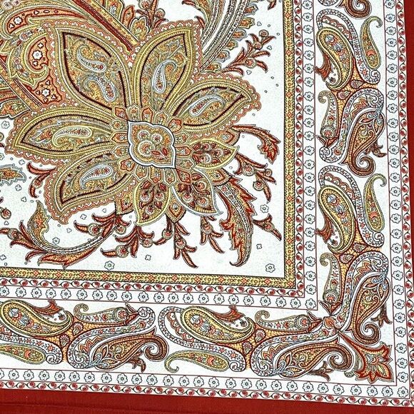 Maison d' Hermine Paisley 100% Cotton Tablecloth 58”x 61” Browns Earth Tone Boho - Picture 5 of 7